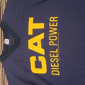 CHAMPION‎ CAT Diesel Power Blue Gold Cotton Blend XL Short Sleeve Shirt VTG 80s